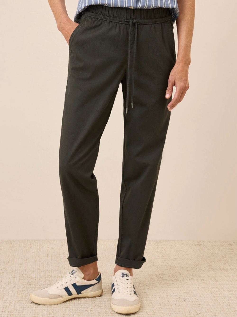 Pact Organic Cotton Ultra-High Rise Tapered Pant — Oak (dark gray), XS